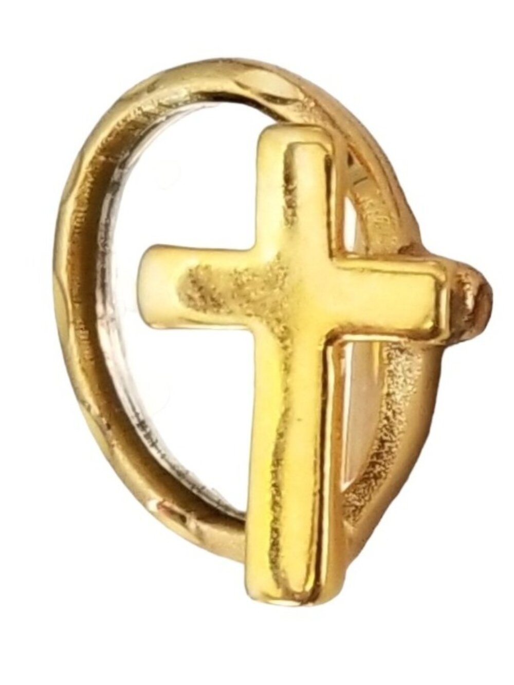 Gold Tone Mirror Cross Lapel Scatter Pin M350